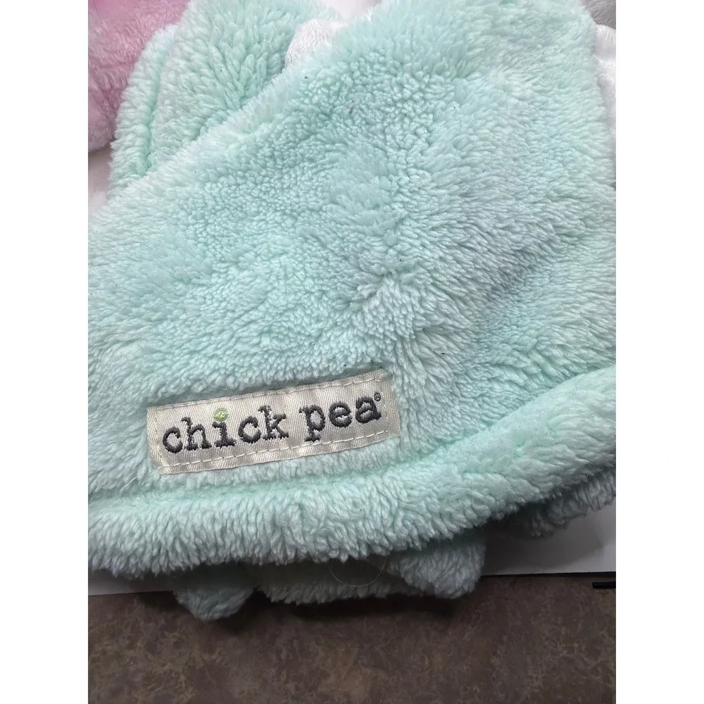 Chick Pea HB Baby Lovey Security Blanket Set Mint Bunny Pink Elephant Plush 2pc